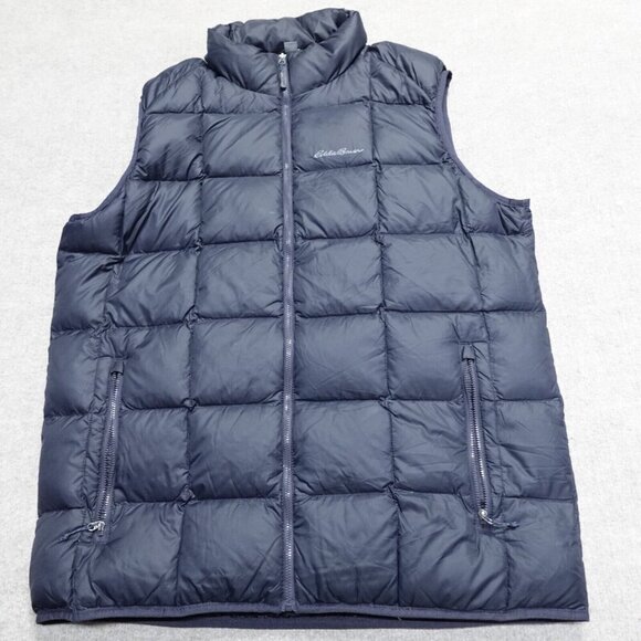 Eddie Bauer Mens Vest LT Blue Full Zip Down Filled Puffer Quilted EB700 - Picture 1 of 8